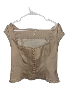 Free People Beige Square-Neck Corset Crop Top